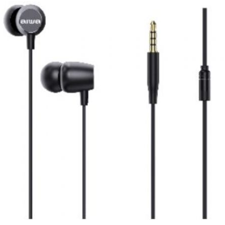 Auriculares Intrauditivos Aiwa ESTM-20BK- con Micrófono- Jack 3.5- Negros