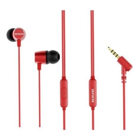 Auriculares Intrauditivos Aiwa ESTM-30RD- con Micrófono- Jack 3.5- Rojos
