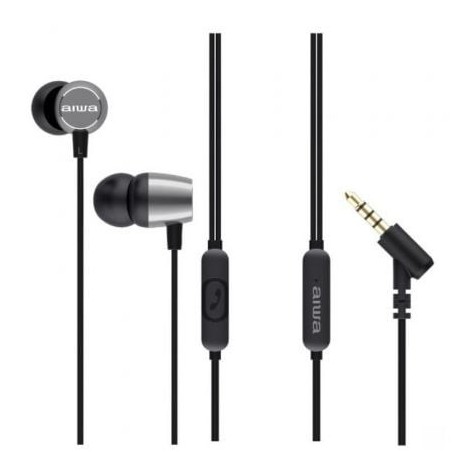 Auriculares Intrauditivos Aiwa ESTM-30SL- con Micrófono- Jack 3.5- Plateados