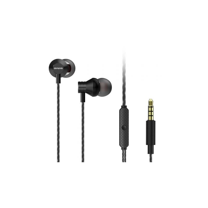 Auriculares Intrauditivos Aiwa ESTM-50BK- con Micrófono- Jack 3.5- Negro