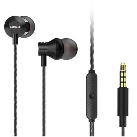 Auriculares Intrauditivos Aiwa ESTM-50BK- con Micrófono- Jack 3.5- Negro