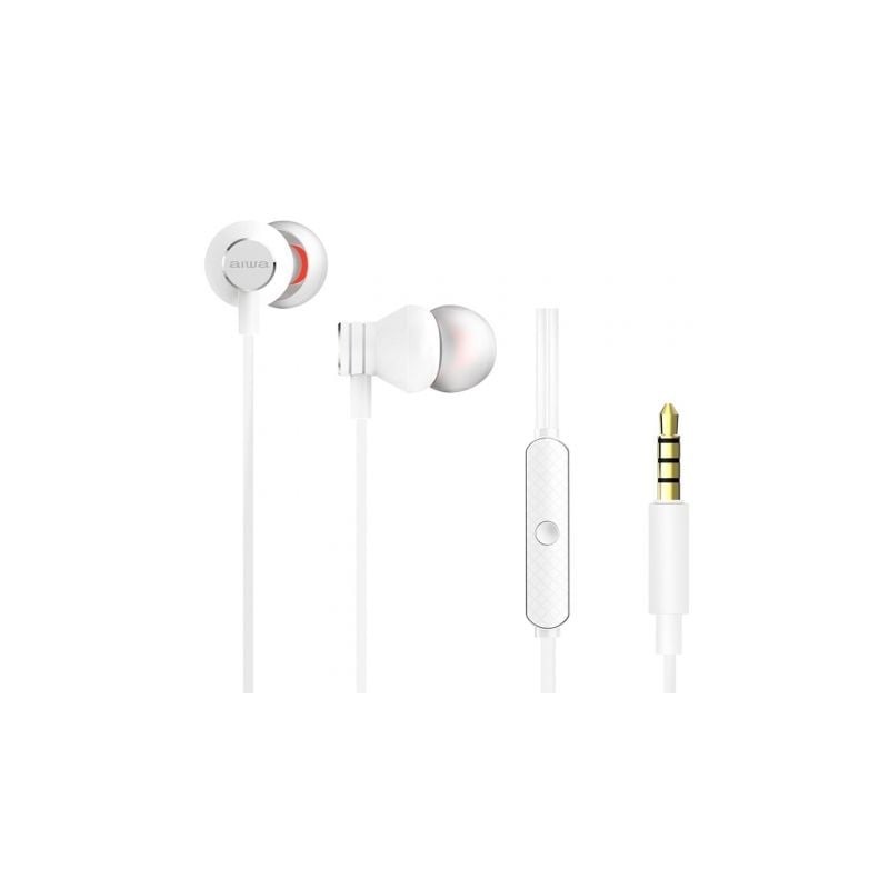 Auriculares Intrauditivos Aiwa ESTM-50WT- con Micrófono- Jack 3.5- Blancos