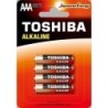 Pack de 4 Pilas AAA Toshiba Alkaline LR03- 1.5V- Alcalinas