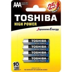 Pack de 4 Pilas AAA Toshiba High Power LR03- 1.5V- Alcalinas