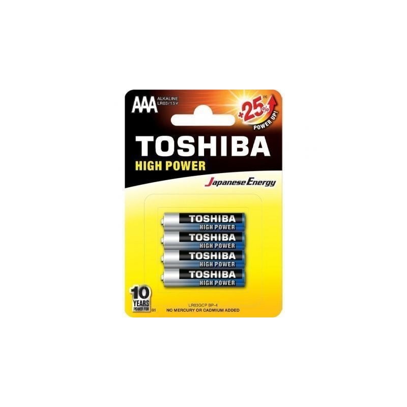 Pack de 4 Pilas AAA Toshiba High Power LR03- 1.5V- Alcalinas
