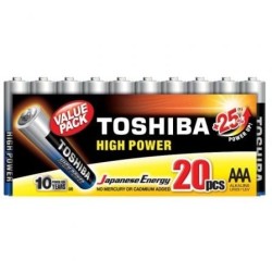 Pack de 20 Pilas AAA Toshiba High Power LR03- 1.5V- Alcalinas