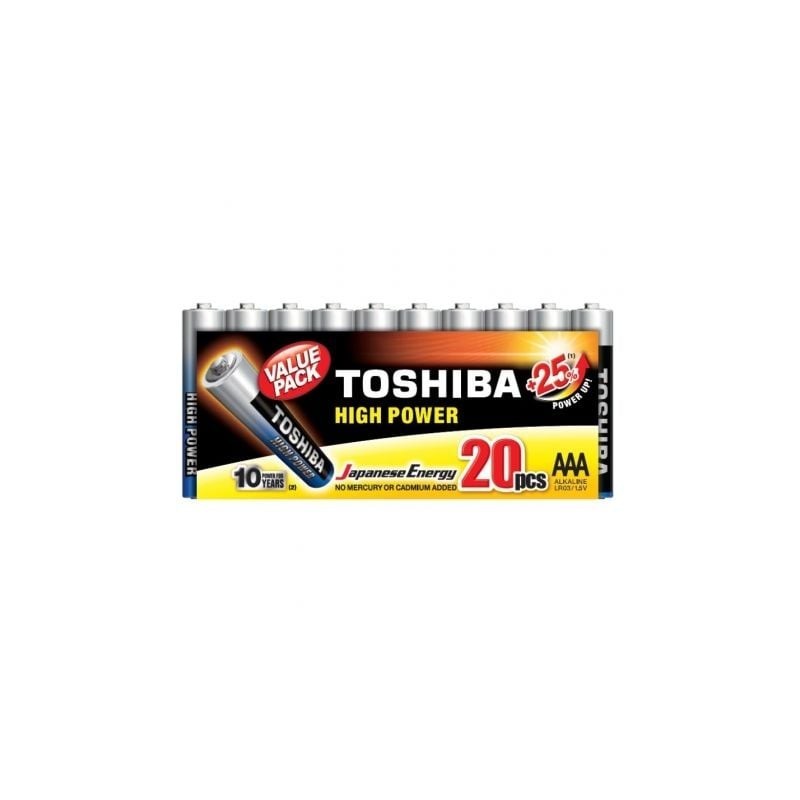 Pack de 20 Pilas AAA Toshiba High Power LR03- 1.5V- Alcalinas