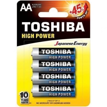Pack de 4 Pilas AA Toshiba High Power LR6- 1.5V- Alcalinas