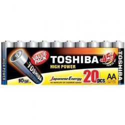Pack de 20 Pilas AA Toshiba High Power LR6- 1.5V- Alcalinas