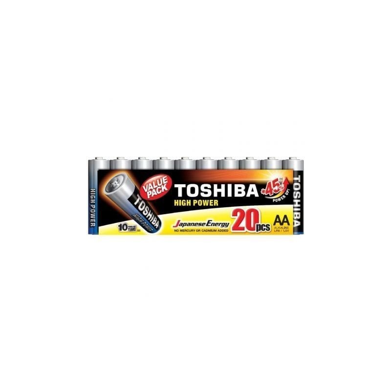Pack de 20 Pilas AA Toshiba High Power LR6- 1.5V- Alcalinas