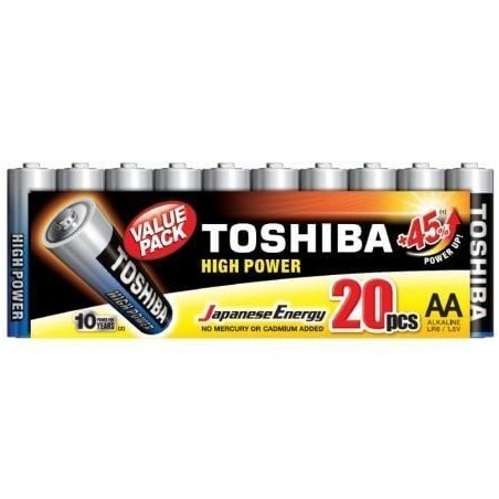 Pack de 20 Pilas AA Toshiba High Power LR6- 1.5V- Alcalinas