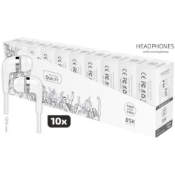 Pack 10 Auriculares Intrauditivos Tech One TEC2955- con Micrófono- Jack 3.5- Blancos
