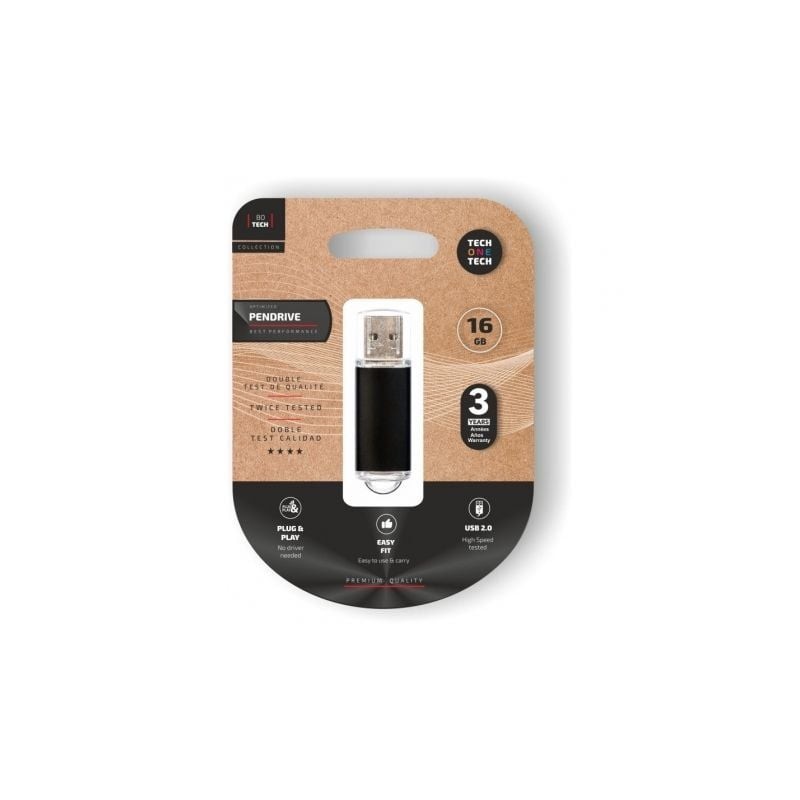 Pendrive 16GB Tech One Tech Basic USB 2.0- Negro