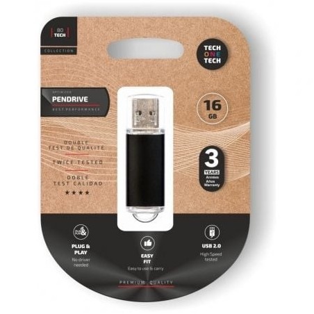 Pendrive 16GB Tech One Tech Basic USB 2.0- Negro