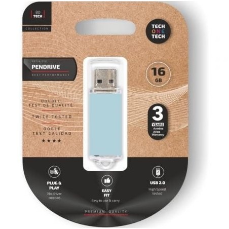 Pendrive 16GB Tech One Tech Basic USB 2.0- Azul Cielo