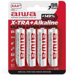 Pack de 4 Pilas AAA Aiwa X-TRA+Alcaline LR03- 1.5V- Alcalinas
