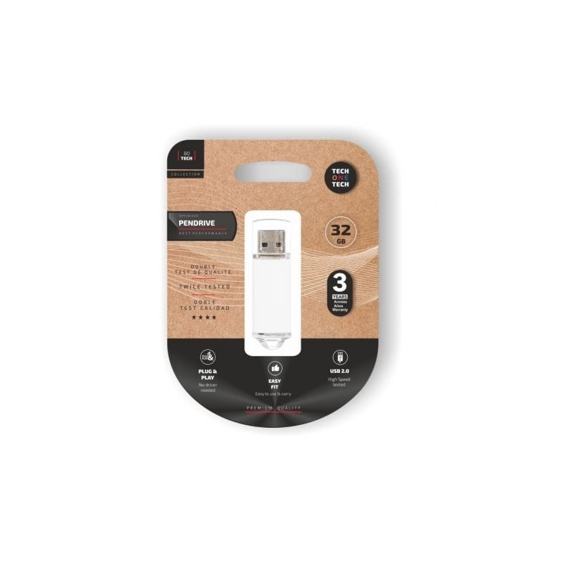 Pendrive 32GB Tech One Tech Basic USB 2.0- Blanco