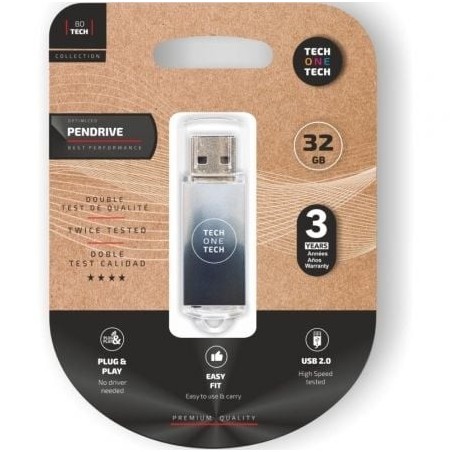 Pendrive 32GB Tech One Tech Be B&W USB 2.0- Blanco y Negro Degradado