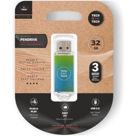 Pendrive 32GB Tech One Tech Be Ocean USB 2.0- Verde Degradado