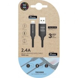 Cable USB 2.0 Tech One Tech TEC2002- USB Macho - Lightning Macho- 1m- Negro