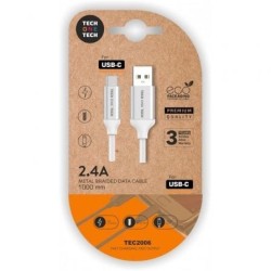 Cable USB 2.0 Tech One Tech TEC2006- USB Tipo-C Macho - USB Macho- 1m- Blanco