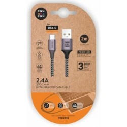 Cable USB 2.0 Tipo-C Tech One Tech TEC2023- USB Tipo-C Macho - USB Macho- 2m- Gris