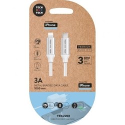 Cable USB Tipo-C 2.0 Lightning Tech One Tech TEC2203- Lightning Macho - USB Tipo-C Macho- 1m- Blanco