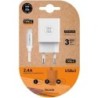 Cargador de Pared Tech One Tech TEC2403- 2xUSB + Cable USB Tipo-C- 2.4A- Blanco