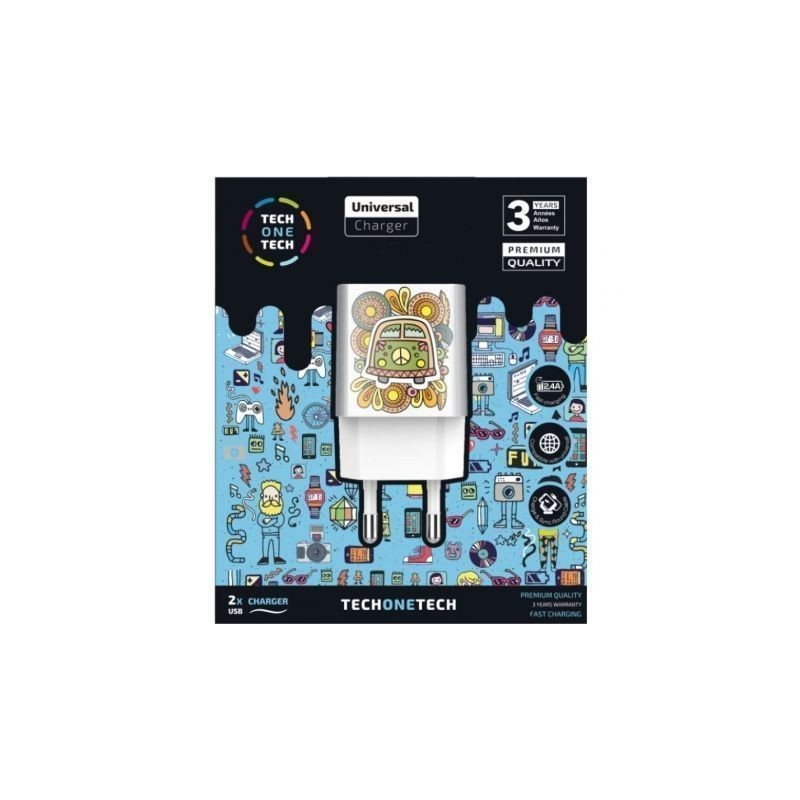 Cargador de Pared Tech One Tech Green Camper TEC2503- 2xUSB- 2.4A