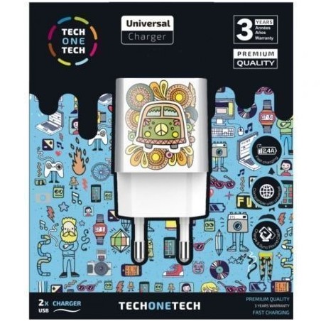 Cargador de Pared Tech One Tech Green Camper TEC2503- 2xUSB- 2.4A