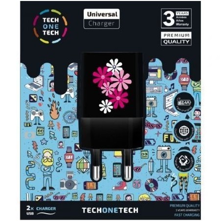 Cargador de Pared Tech One Tech Black Fower Power TEC2601- 2xUSB- 2.4A