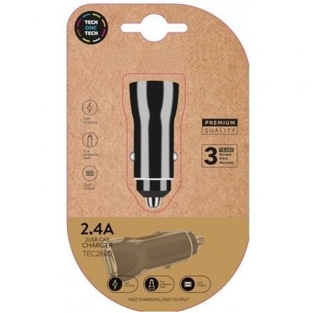 Cargador de Coche Tech One Tech TEC2802- 2xUSB- 2.4A