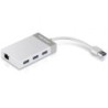 Hub USB 3.0 Trendnet TU3-ETGH3- 3xUSB- 1xRJ45- Blanco y Gris