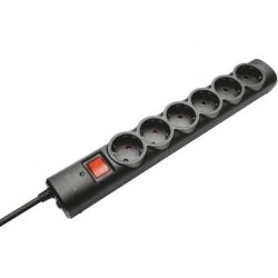 Regleta con interruptor Trust 21059- 6 Tomas de corriente- Cable 1.8m- Negra