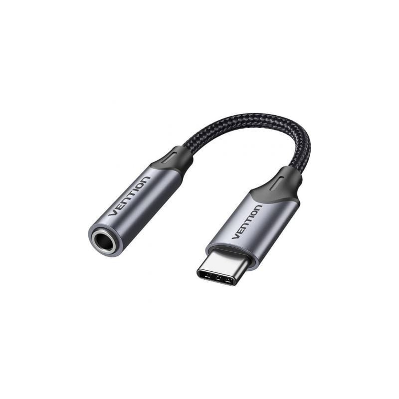 Adaptador Audio Vention BGMHA- Jack 3.5 Hembra - USB Tipo-C Macho- 10cm- Gris