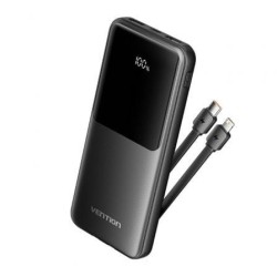 Powerbank 10000mAh Vention FHOB0- 22.5W- Negra- Incluye Cable USB TIpo-C y Lightning
