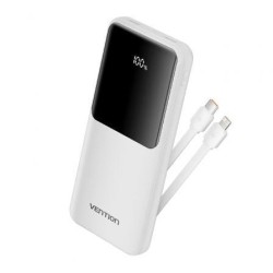 Powerbank 10000mAh Vention FHOW0- 22.5W- Blanca- Incluye Cable USB TIpo-C y Lightning