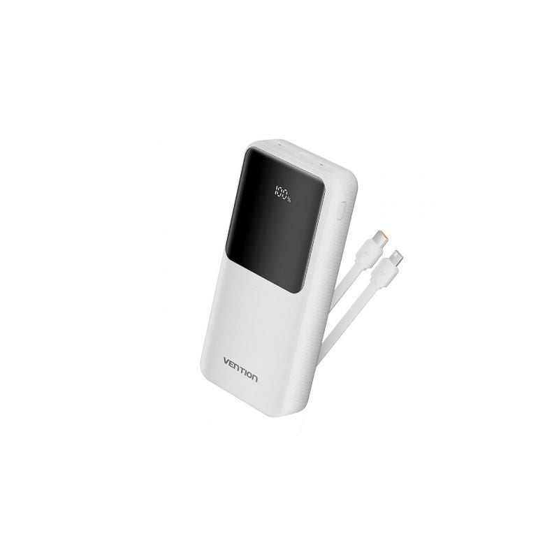 Powerbank 20000mAh Vention FHPW0- 22.5W- Blanca- Incluye Cable USB TIpo-C y Lightning