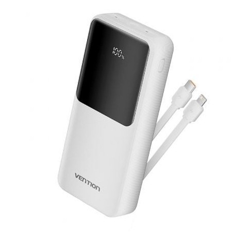 Powerbank 20000mAh Vention FHPW0- 22.5W- Blanca- Incluye Cable USB TIpo-C y Lightning