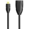 Cable Alargador Micro HDMI 4K Vention ABBBF- Micro HDMI Macho - HDMI Hembra- 1m- Negro