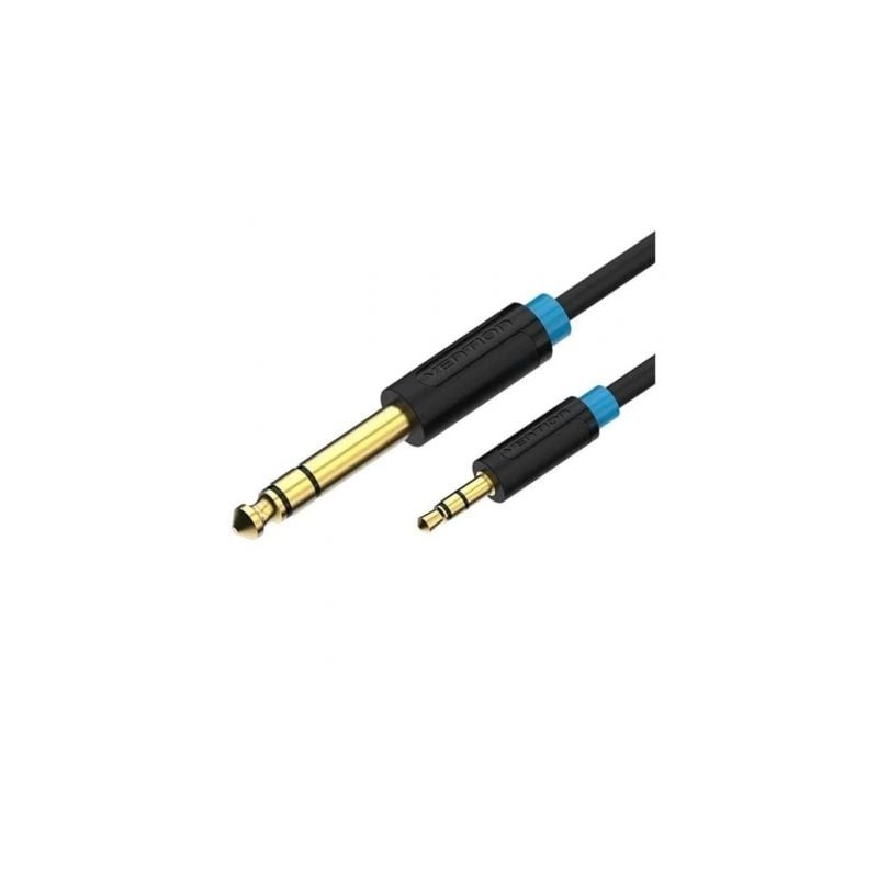 Cable Estéreo Vention BABBF- Jack 6.5 Macho - Jack 3.5 Macho- 1m- Negro