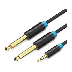 Cable Estéreo Vention BACBI- Jack 3.5 Macho - 2x Jack 6.5 Macho- 3m- Negro