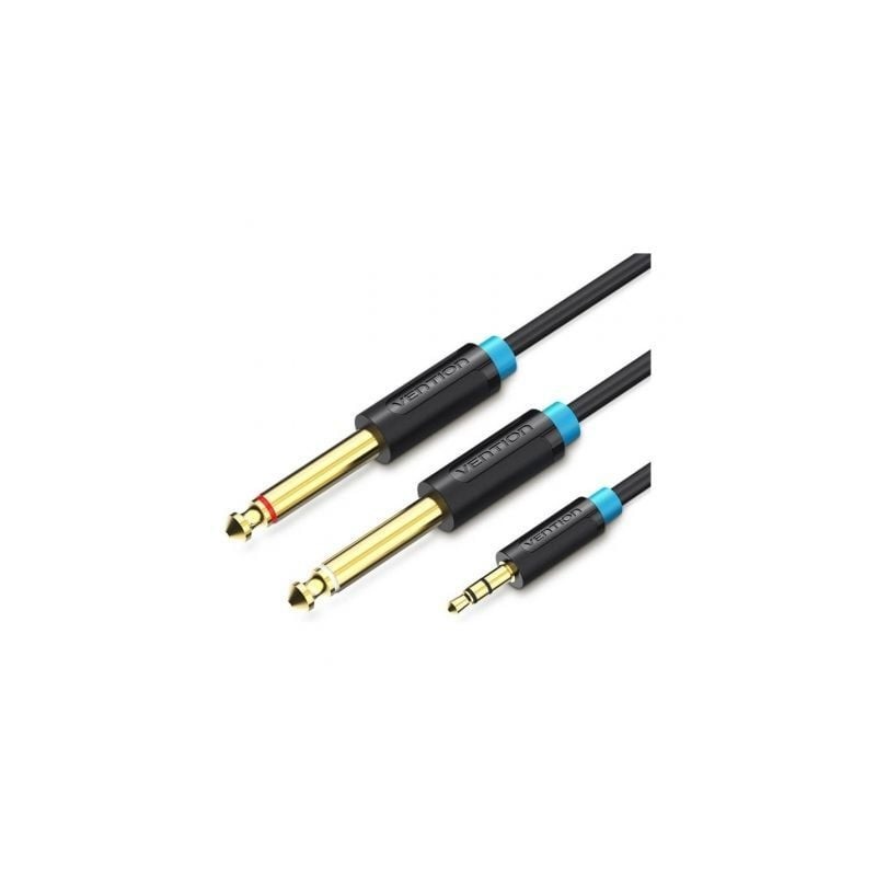 Cable Estéreo Vention BACBI- Jack 3.5 Macho - 2x Jack 6.5 Macho- 3m- Negro