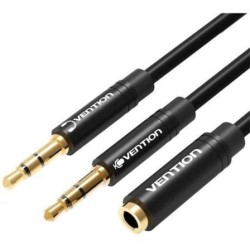 Cable Estéreo Vention BBUBY- 2x Jack 3.5 Macho - Jack 3.5 Hembra- 30cm- Negro