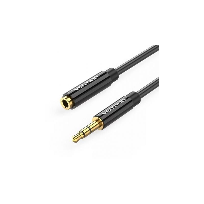 Cable Estéreo Vention BBZBF- Jack 3.5 Macho - Jack 3.5 Hembra- 1m- Negro