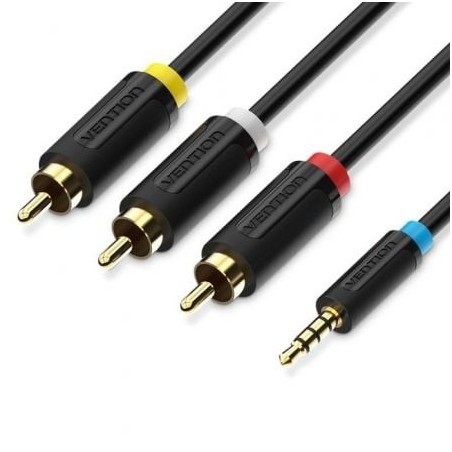 Cable Estéreo Vention BCCBG- Jack 2.5 Macho - 3x RCA Macho- 1.5m- Negro