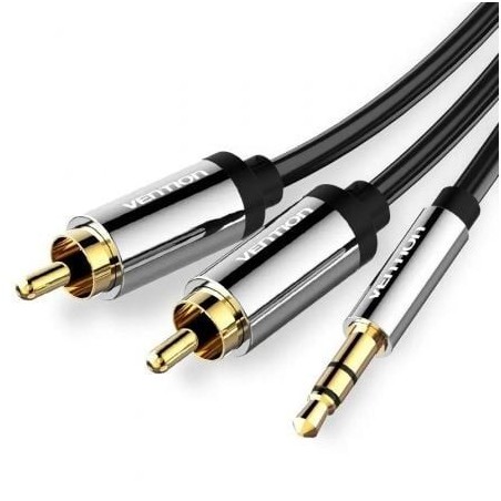 Cable Estéreo Vention BCFBH- Jack 3.5 Macho - 2x RCA Macho- 2m- Negro
