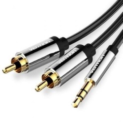 Cable Estéreo Vention BCFBI- Jack 3.5 Macho - 2x RCA Macho- 3m- Negro