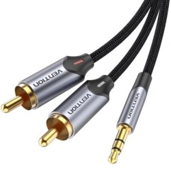Cable Audio Vention BCNBG- 2x RCA Macho - Jack 3.5 Macho- 1.5m- Gris