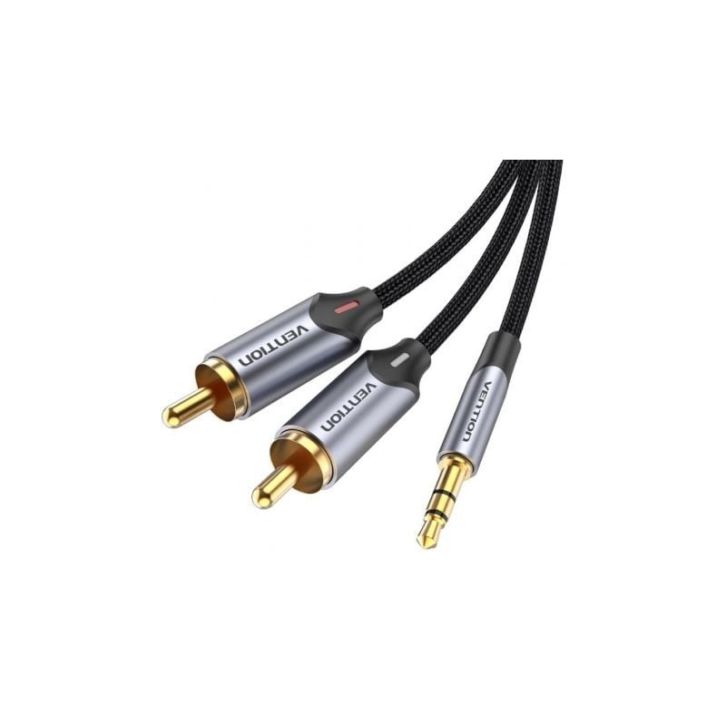 Cable Audio Vention BCNBK- 2x RCA Macho - Jack 3.5 Macho- 8m- Gris